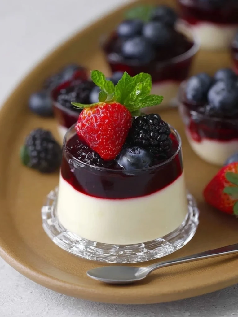 30 Minute No Bake Dessert: Panna Cotta with Mixed Berry Compote