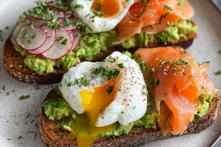 Avocado Toast Variations (Radish, Smoked Salmon, Poached Egg)
