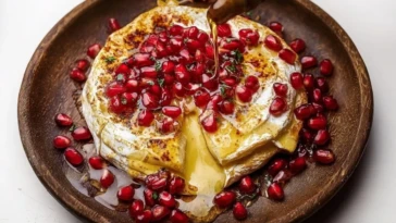 Baked Brie with Honey and Pomegranate Seeds - 1
