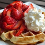 Belgian Waffles with Whipped Cream & Strawberries
