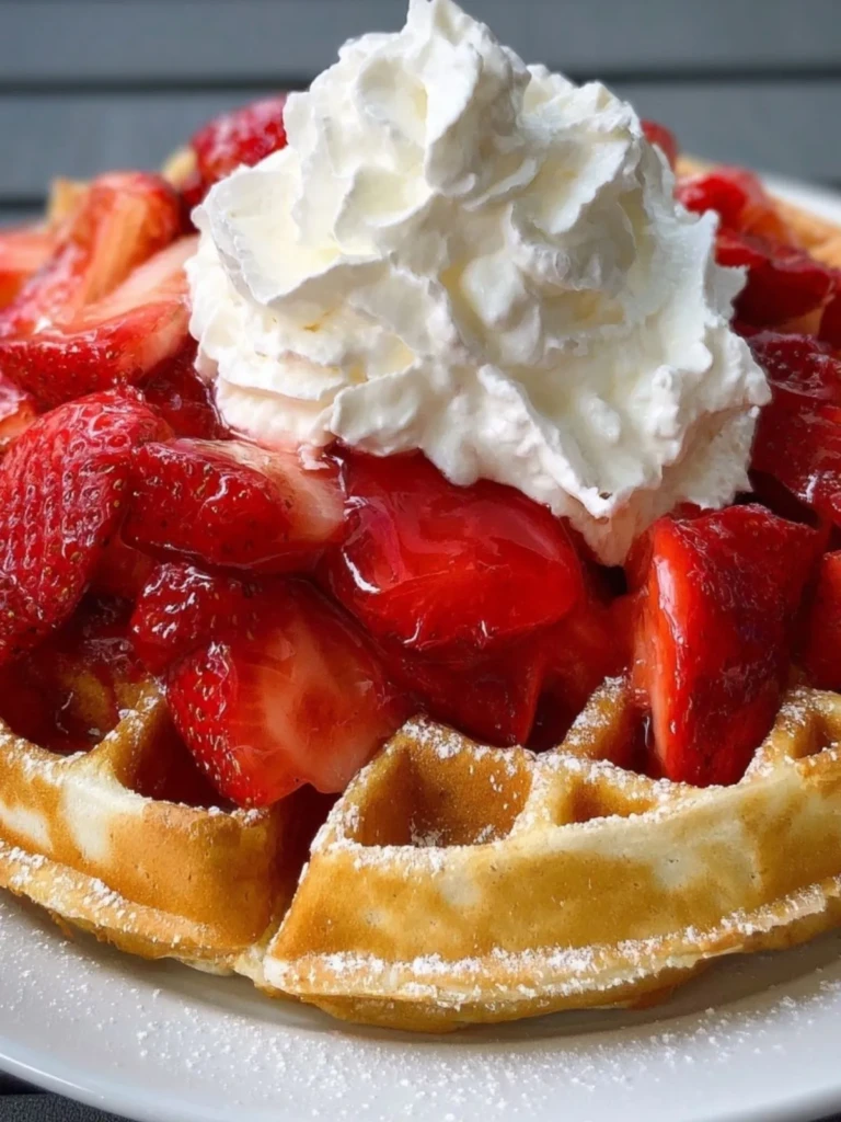 Belgian Waffles with Whipped Cream & Strawberries