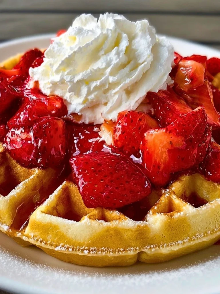 Belgian Waffles with Whipped Cream & Strawberries