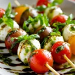 Caprese Skewers with Basil Drizzle