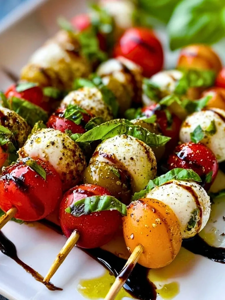 Caprese Skewers with Basil Drizzle