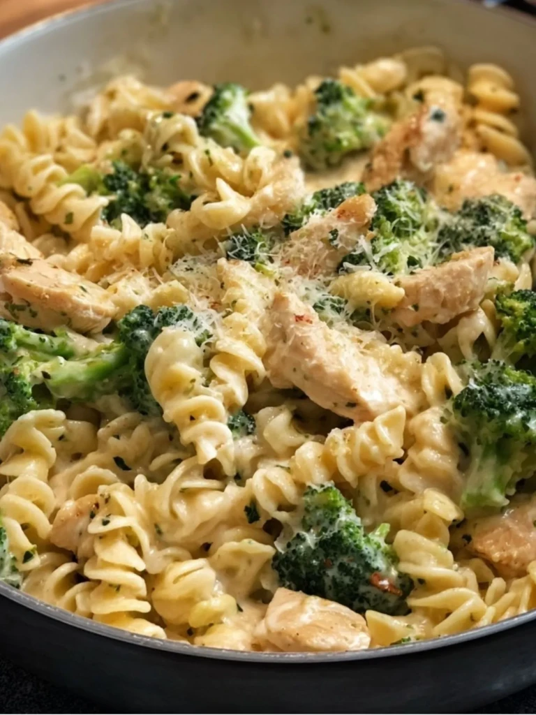 Cheesy Garlic Chicken and Broccoli Pasta