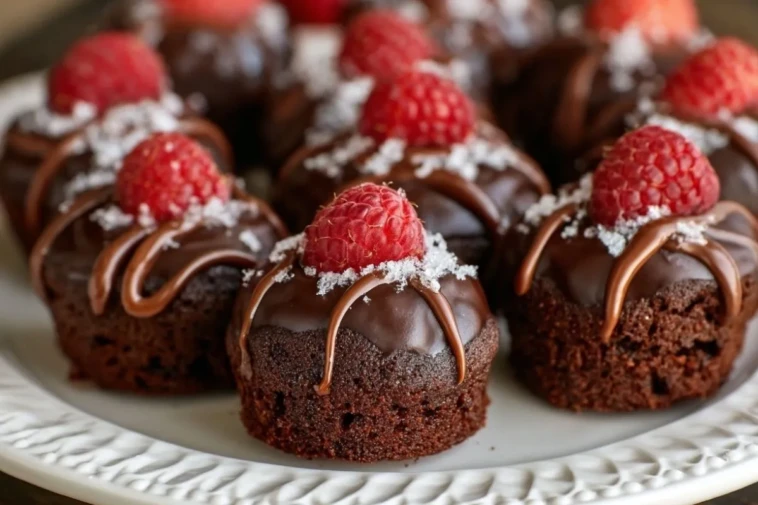 Chocolate Dipped Raspberry Brownie Bites
