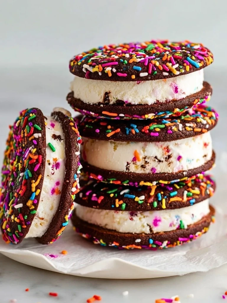 Chocolate Sprinkle Cookie Ice Cream Sandwiches