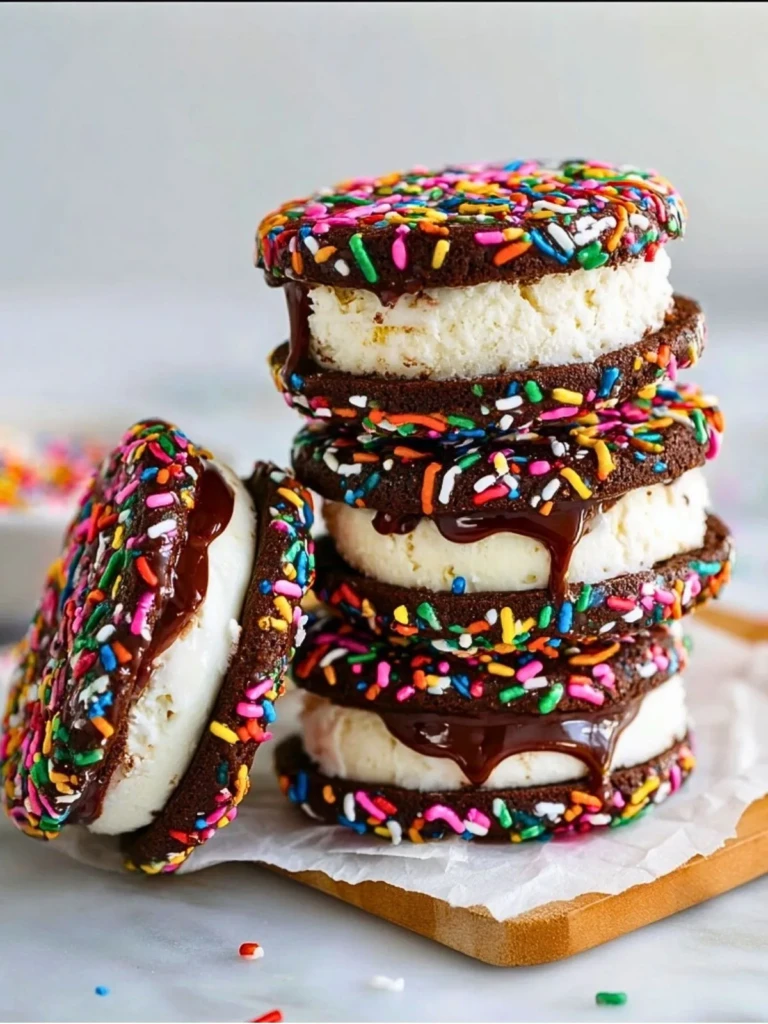 Chocolate Sprinkle Cookie Ice Cream Sandwiches