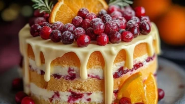 Cranberry Orange Drip Cake