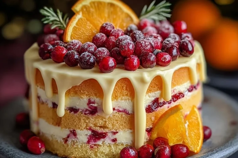 Cranberry Orange Drip Cake