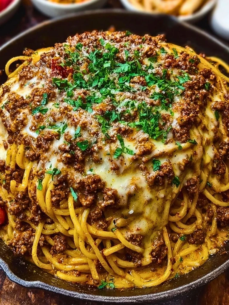 Creamy Cajun Beef Spaghetti with Three-Cheese Parmesan Sauce