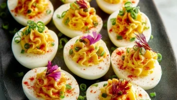 Deviled Eggs with Colorful Garnishes