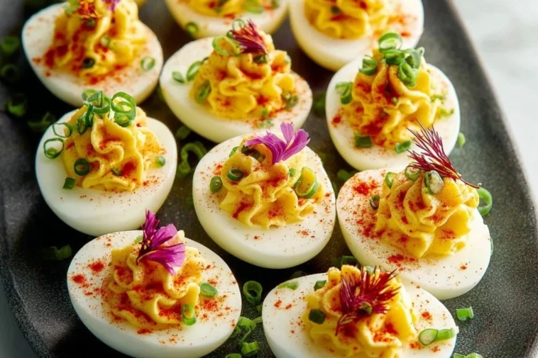 Deviled Eggs with Colorful Garnishes