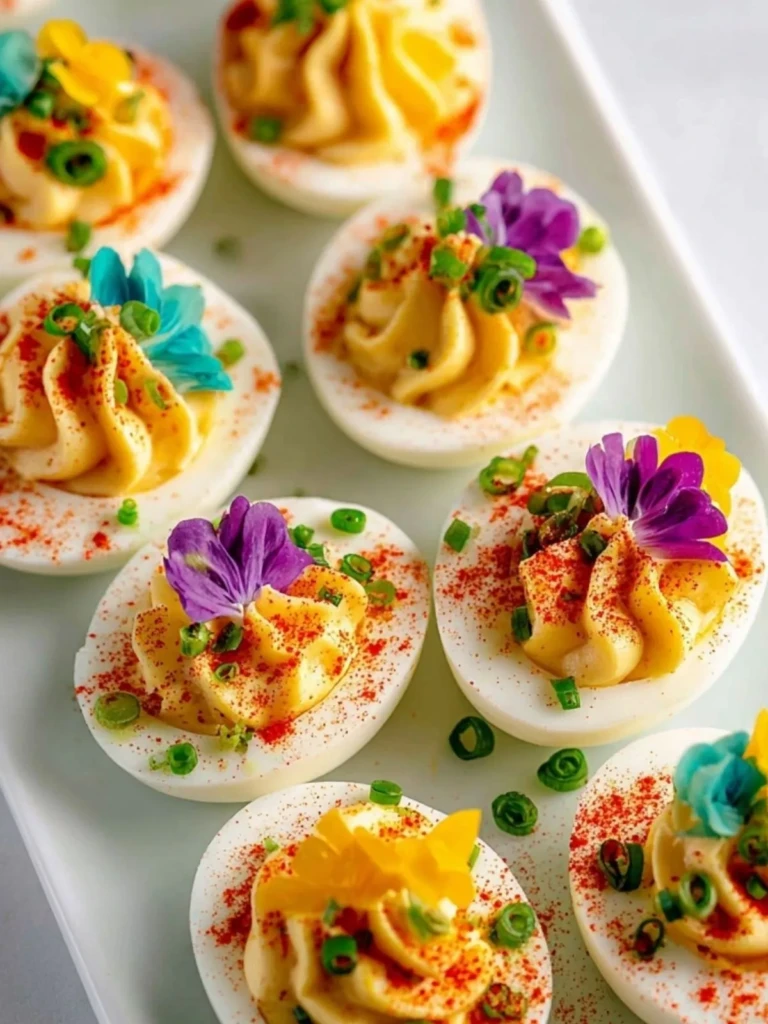 Deviled Eggs with Colorful Garnishes