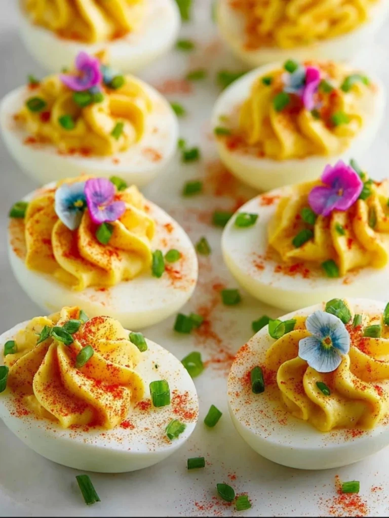 Deviled Eggs with Colorful Garnishes