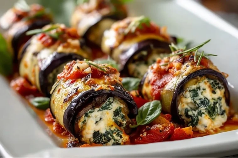 Eggplant Roll-Ups with Creamy Ricotta and Spinach