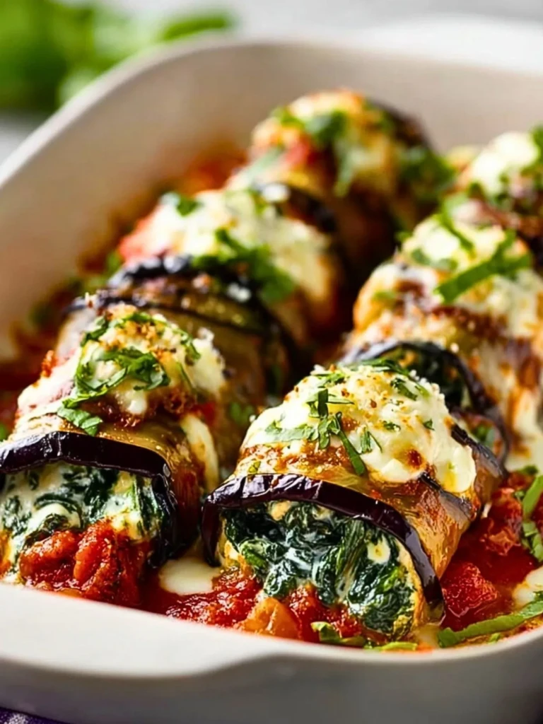Eggplant Roll-Ups with Creamy Ricotta and Spinach