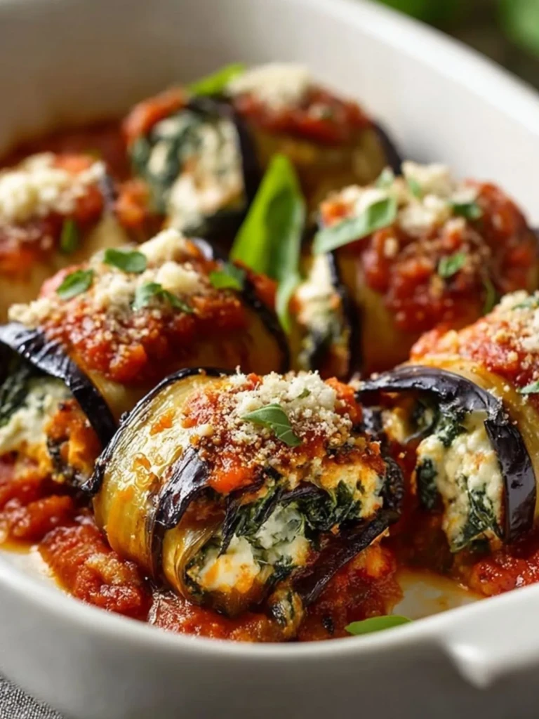Eggplant Roll-Ups with Creamy Ricotta and Spinach