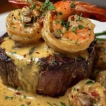 Filet Mignon with Shrimp and Lobster Cream Sauce