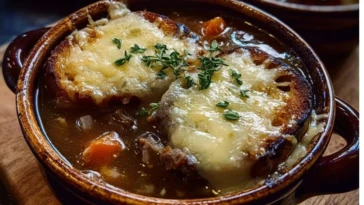 French Onion Short Rib Soup with Cheesy Gruyère Toast (No Wine)