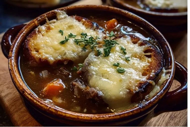 French Onion Short Rib Soup with Cheesy Gruyère Toast (No Wine)