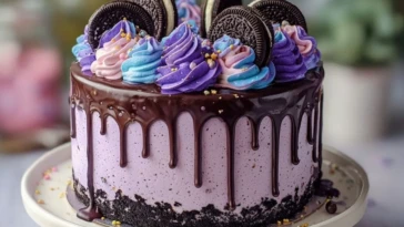 Galaxy Lavender Oreo Cheesecake Drip Cake