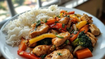 Garlic Chicken Stir-Fry with Rice