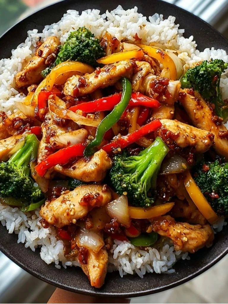 Garlic Chicken Stir-Fry with Rice