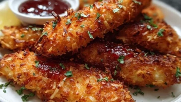Golden Coconut Crusted Chicken Strips