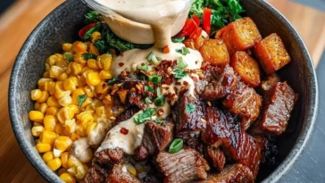 Korean BBQ Beef Bowl with Corn & Creamy Sauce