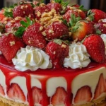 Lavish Decorated Strawberry Cheesecake