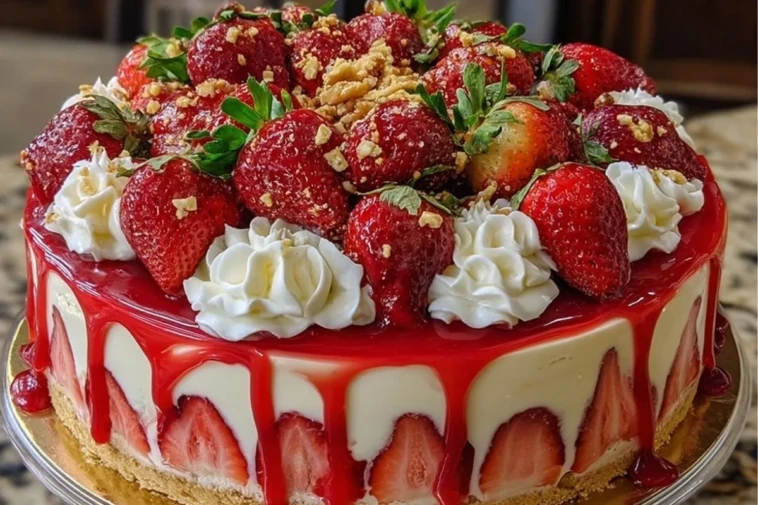 Lavish Decorated Strawberry Cheesecake