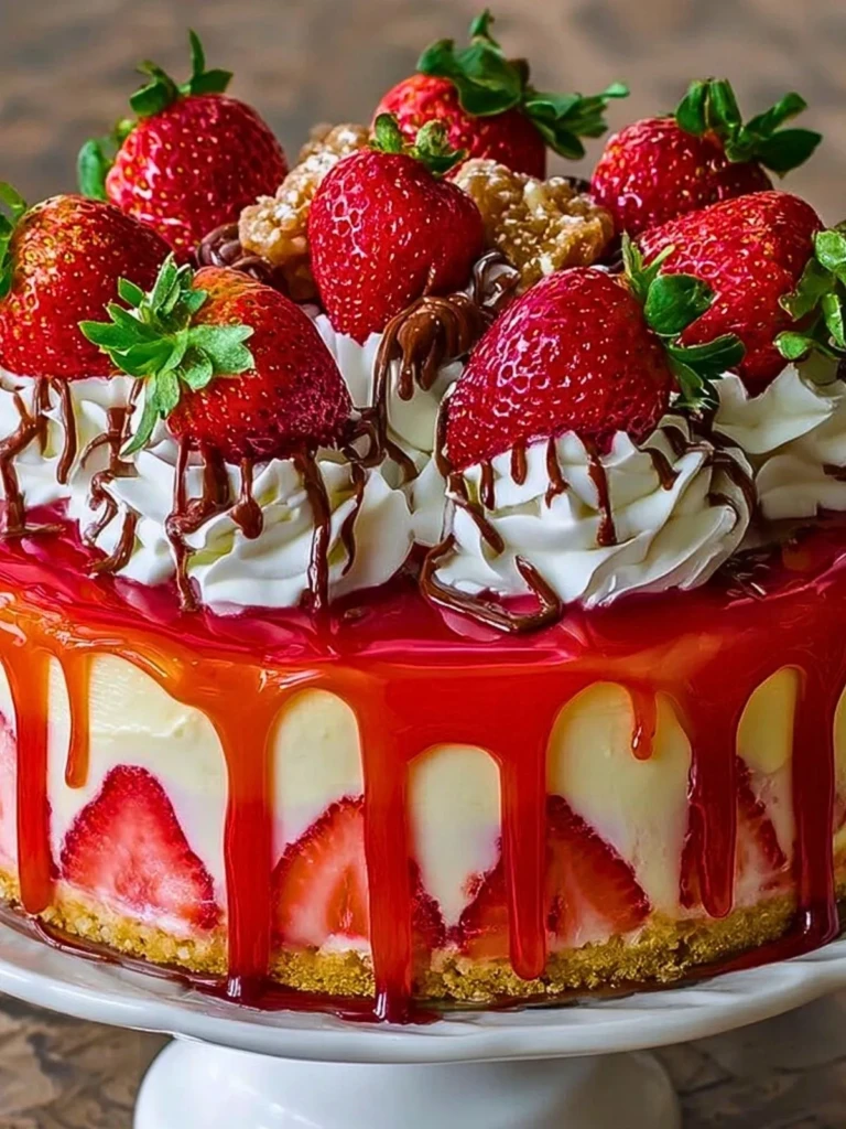 Lavish Decorated Strawberry Cheesecake