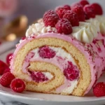Luxurious Pink Raspberry Cheesecake Roll Cake