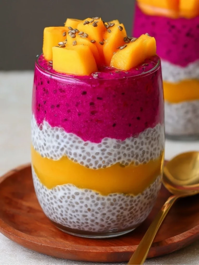 Mango and Dragon Fruit Chia Pudding