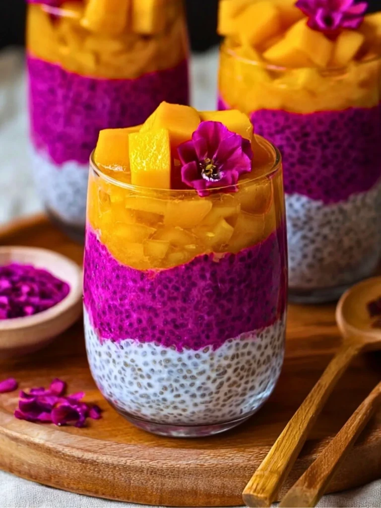 Mango and Dragon Fruit Chia Pudding