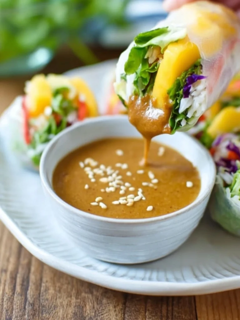 Mango Spring Rolls with Almond Butter Dipping Sauce