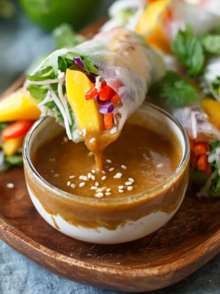 Mango Spring Rolls with Almond Butter Dipping Sauce