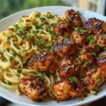 Maple Garlic Chicken Bites with Spicy Cajun Alfredo