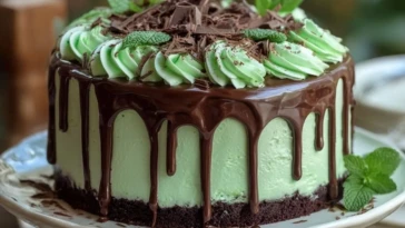 Mint Chocolate Fudge Cheesecake Cake