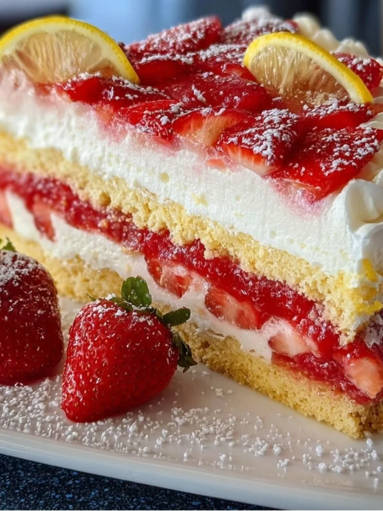 No-Bake Strawberry Lemon Split Cake