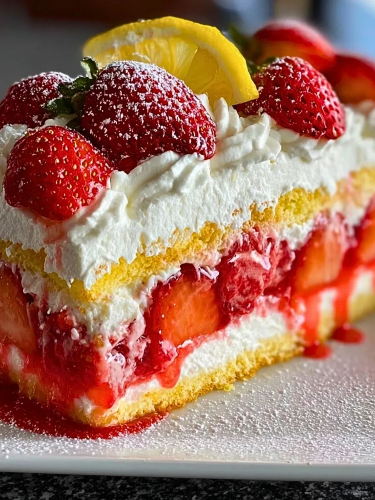 No-Bake Strawberry Lemon Split Cake