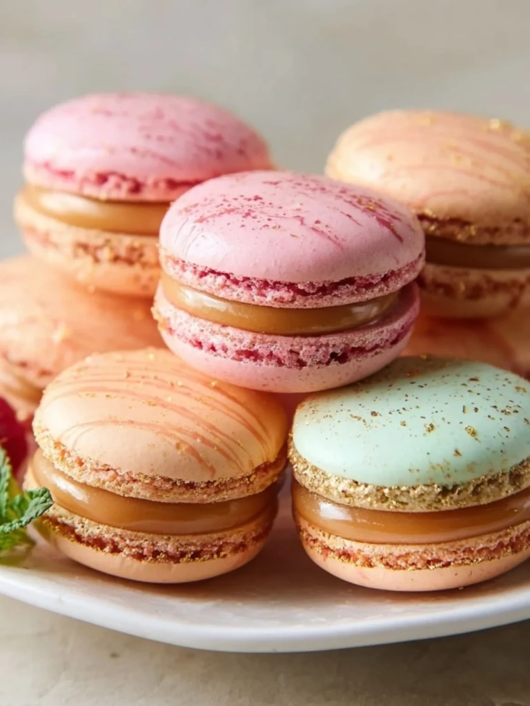 Peach Raspberry Macarons