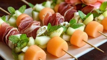 Prosciutto-Wrapped Melon Skewers