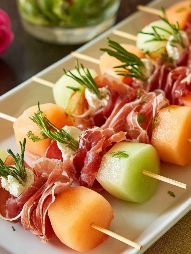 Prosciutto-Wrapped Melon Skewers