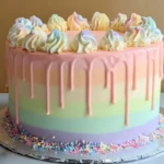 Rainbow Ombre Drip Layer Cake