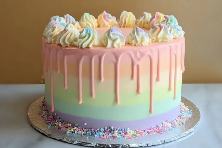 Rainbow Ombre Drip Layer Cake