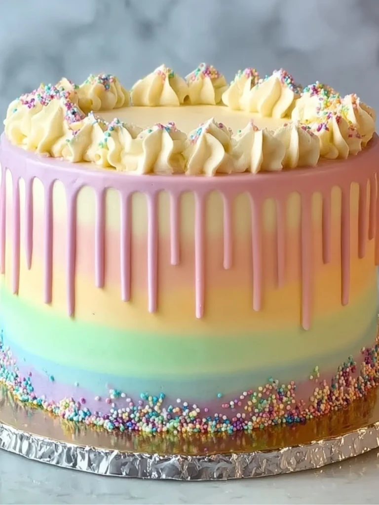 Rainbow Ombre Drip Layer Cake