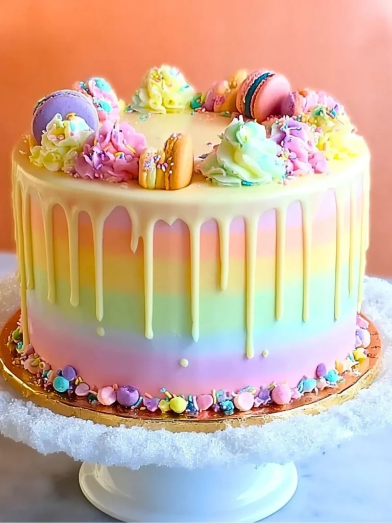 Rainbow Ombre Drip Layer Cake
