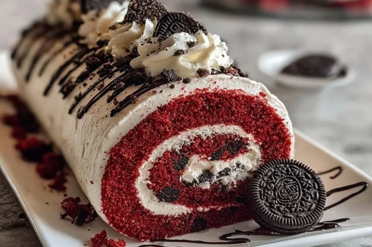 Red Velvet Oreo Cake Roll